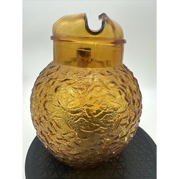 Vintage Mid Century Anchor Hocking Lido Amber Glass Gold Pitcher EUC - Picture 2 of 6